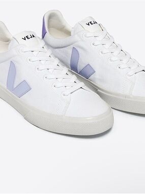 VEJA Campo Canvas White Swan Lavender Sneakers US 8 Athletic Activewear Casual